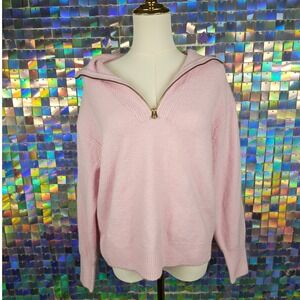 J Crew Baby Pink Soft Knit Half Zip Pullover Sweater Women's Wool Alpaca
